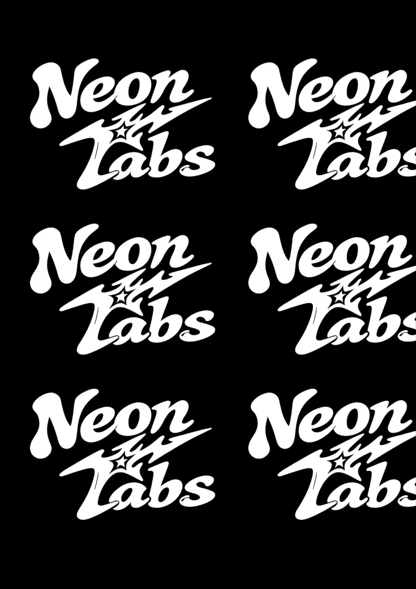 Neon Labs black and white wordmark repeated on a dark field